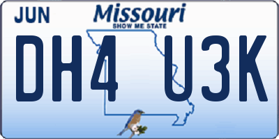 MO license plate DH4U3K