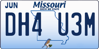MO license plate DH4U3M