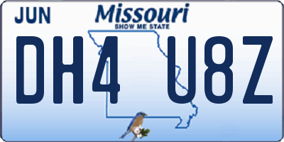 MO license plate DH4U8Z