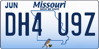 MO license plate DH4U9Z