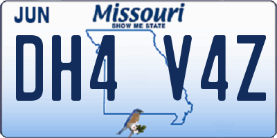 MO license plate DH4V4Z
