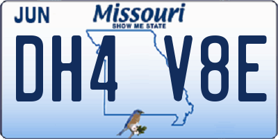MO license plate DH4V8E