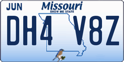 MO license plate DH4V8Z