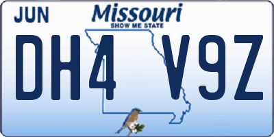 MO license plate DH4V9Z