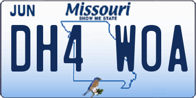 MO license plate DH4W0A