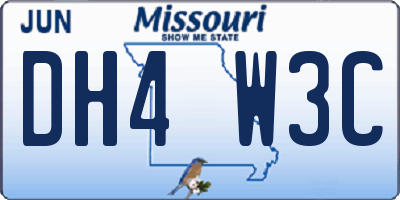 MO license plate DH4W3C