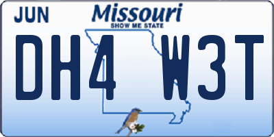 MO license plate DH4W3T
