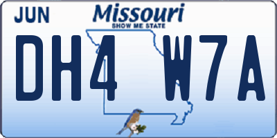 MO license plate DH4W7A