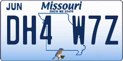 MO license plate DH4W7Z