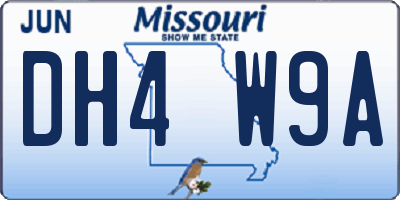 MO license plate DH4W9A
