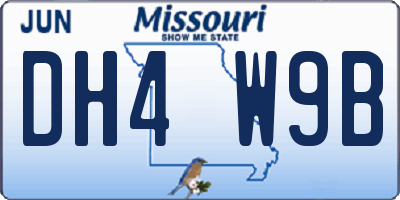 MO license plate DH4W9B