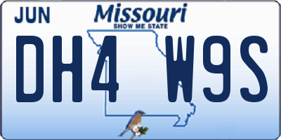 MO license plate DH4W9S