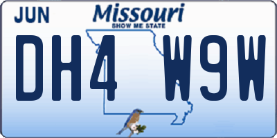 MO license plate DH4W9W