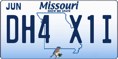 MO license plate DH4X1I