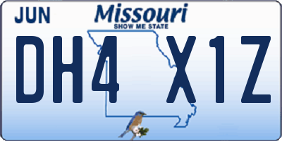 MO license plate DH4X1Z
