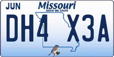 MO license plate DH4X3A