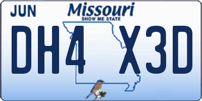 MO license plate DH4X3D