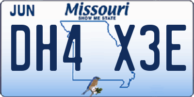 MO license plate DH4X3E