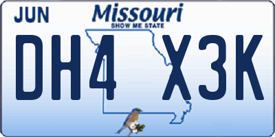 MO license plate DH4X3K