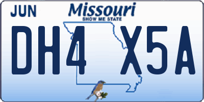 MO license plate DH4X5A