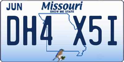 MO license plate DH4X5I