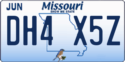 MO license plate DH4X5Z