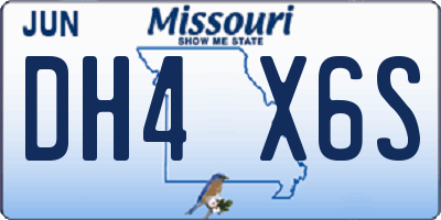 MO license plate DH4X6S