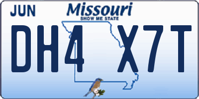 MO license plate DH4X7T