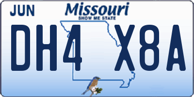 MO license plate DH4X8A