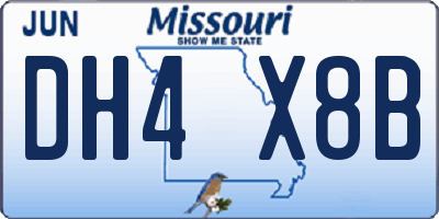 MO license plate DH4X8B