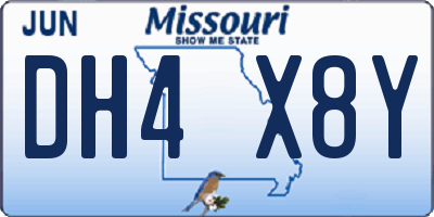 MO license plate DH4X8Y