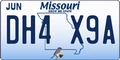 MO license plate DH4X9A