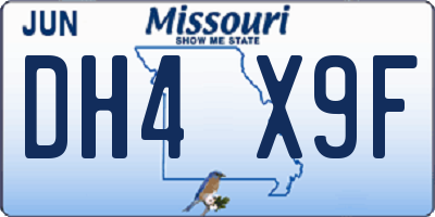 MO license plate DH4X9F