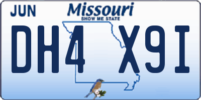 MO license plate DH4X9I