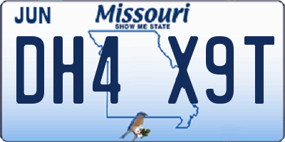 MO license plate DH4X9T