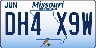 MO license plate DH4X9W