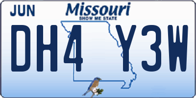 MO license plate DH4Y3W