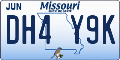 MO license plate DH4Y9K