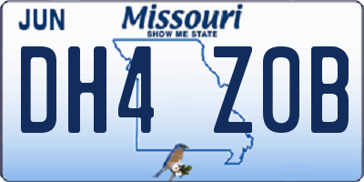 MO license plate DH4Z0B