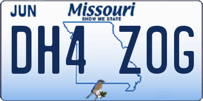MO license plate DH4Z0G