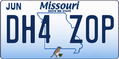 MO license plate DH4Z0P