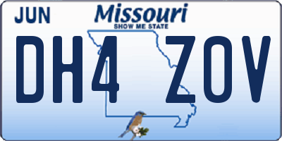 MO license plate DH4Z0V