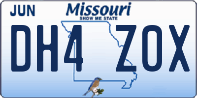 MO license plate DH4Z0X