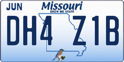 MO license plate DH4Z1B