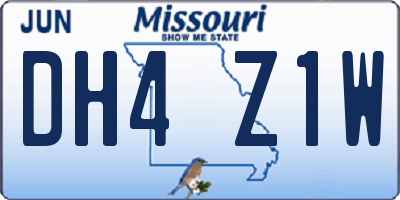 MO license plate DH4Z1W
