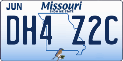 MO license plate DH4Z2C