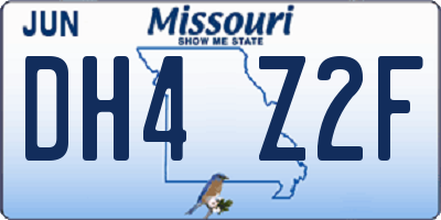 MO license plate DH4Z2F