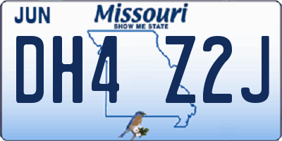 MO license plate DH4Z2J