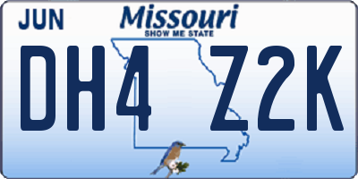 MO license plate DH4Z2K