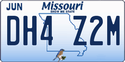 MO license plate DH4Z2M